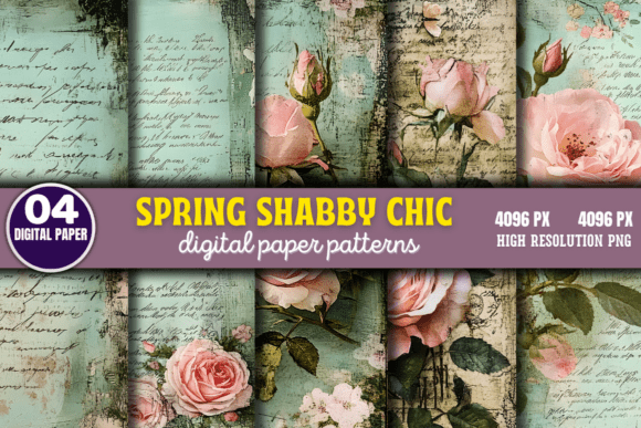 Download Spring Shabby Chic Digital Paper Pattern - Premium Resources