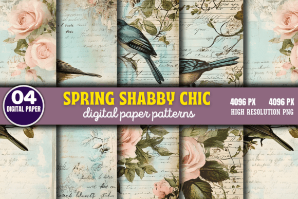 Download Spring Shabby Chic Digital Paper Pattern - Premium Bundle